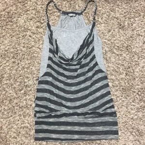 Stretchy Gray Striped Tank Top